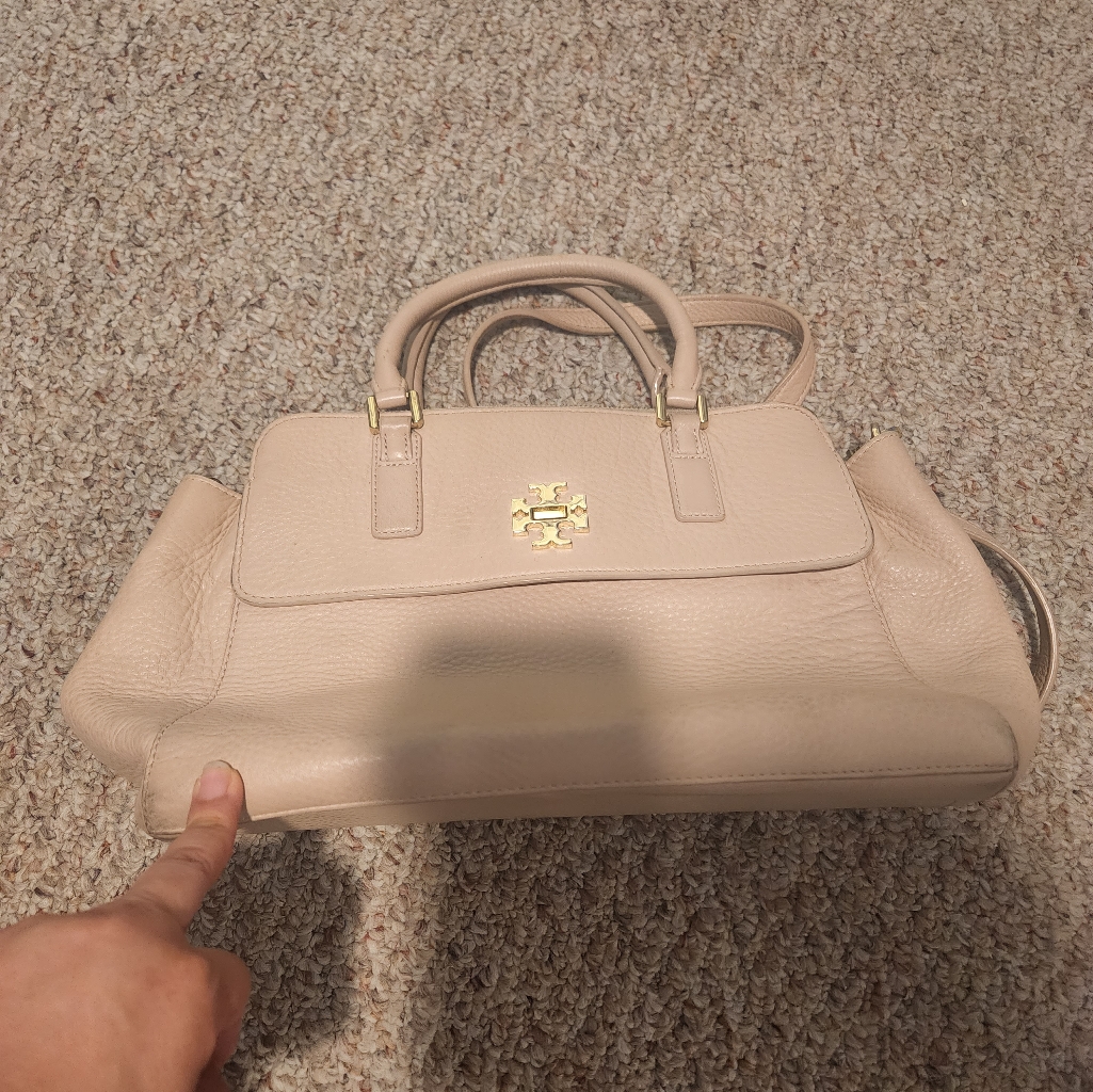 Tory Burch Cream Satchel With Gold Hardware